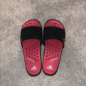 adidas pink and black super cloud slides